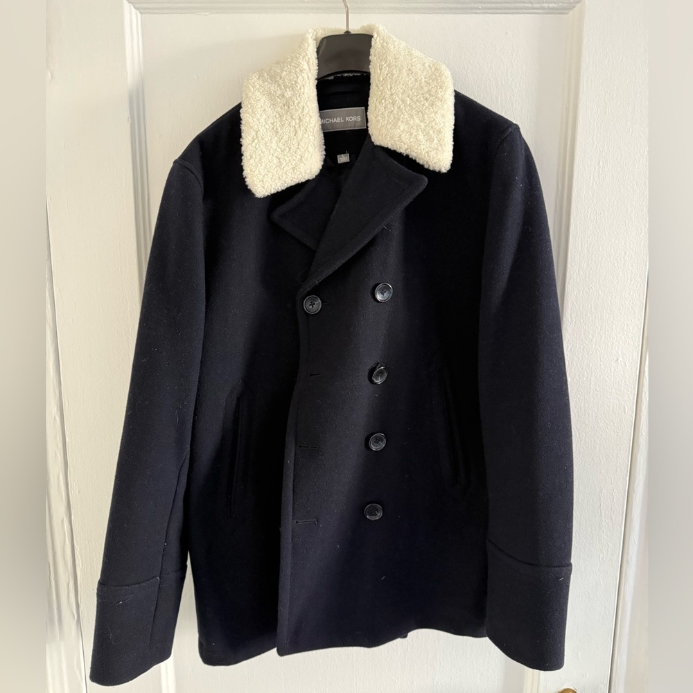 Michael Kors Peacoat with detachable faux shearling collar